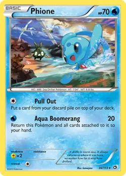Phione 36/113 Legendary Treasures Pokemon Card NM - Image 1