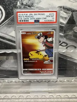 Red's Pikachu 270/SM-P PSA 10 2018 Pokemon Center 20th Anniversary Japanese Card - Image 1