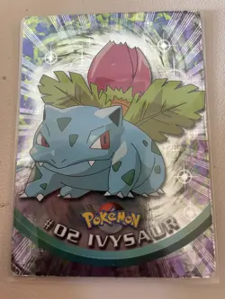 IVYSAUR #02 TOPPS TV ANIMATION ED POKEMON COLLECTOR CARD BLACK LOGO HOLO FOIL EX - Image 1