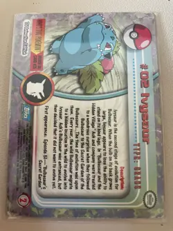 IVYSAUR #02 TOPPS TV ANIMATION ED POKEMON COLLECTOR CARD BLACK LOGO HOLO FOIL EX - Image 2
