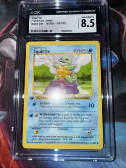 Pokemon TCG 1999 Pokemon Squirtle Base Set 1st Edition 63/102 Cgc 8.5 - Image 1