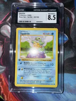Pokemon TCG 1999 Pokemon Squirtle Base Set 1st Edition 63/102 Cgc 8.5 - Image 5
