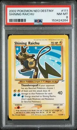 2002 Pokemon Neo Destiny 111 Shining Raichu PSA 8 NEW CERT - Image 1
