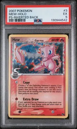 Mew 3/17 Holo Rare INVERTED BACK Pokemon TCG Pop Series 5 - PSA 5 - Image 1