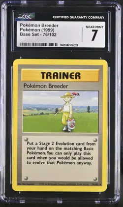 Pokemon TCG Pokemon Breeder 76/102 1999 Base Set CGC 7 Near Mint - Image 1