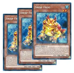 Yugioh - Swap Frog x 3 - 1st Edition Secret Rare NM - Free Holo - Image 1
