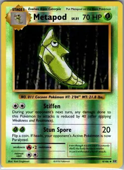 Metapod 4/108 Reverse Holo XY - Evolutions - Pokemon Card - NM - Image 1