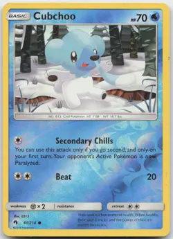 Pokemon : Cubchoo Lost Thunder 61/214 : C Reverse Holo - Image 1