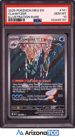 Pokemon 2025 Clawitzer 141/132 Full Art IR Mega Evolution GEM MINT PSA 10 - Image 1