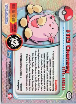 Chansey #113 Topps Trading Cards Series 2 Pokemon Lightly Played - Image 2