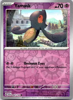Yamask 62/142 Common Stellar Crown Pokemon Reverse Holo Near Mint - Image 1