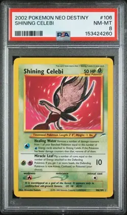 2002 Pokemon Neo Destiny 106 Shining Celebi PSA 8 NEW CERT - Image 1
