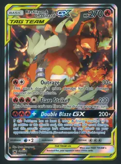 Reshiram & Charizard GX SM201 Full Art Promo Tag Team Pokemon Near Mint - Image 1
