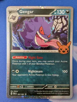 Gengar [Cosmos Holo] 057/091 Paldean Fates Trick or Trade Booster Pokemon NM - Image 2