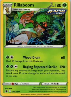 Pokemon TCG Rillaboom SWSH277 SWSH Black Star Promos Holo NM - Image 1