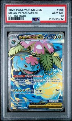 2025 POKEMON MEG EN-MEGA EVOLUTION ULTRA RARE #155 MEGA VENUSAUR EX PSA 10 - Image 1