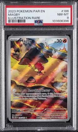 2023 POKEMON PAR EN-PARADOX RIFT ILLUSTRATION RARE #186 MAGBY PSA 8 - Image 1