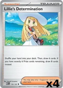 4x Lillie's Determination 119/132 Mega Evolution Pokemon Playset x4 SHIPS FAST - Image 1