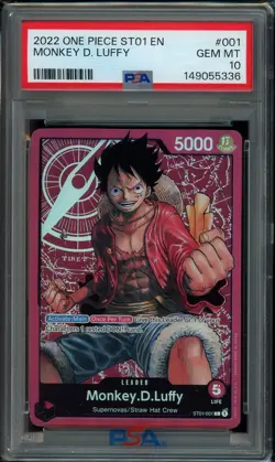2022 One Piece Monkey D Luffy #ST01-001 English Starter Pre-Errata PSA 10 - Image 1