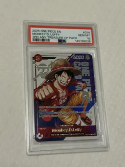 2025 One Piece En 3rd Anniversary Treasure CP Pack #014 Monkey D. Luffy PSA 10 - Image 1