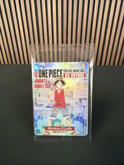 One Piece Monkey.D.Luffy College Basketball US Voyage Card SEALED - Image 1