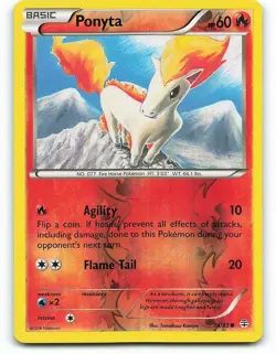 POKEMON CARD REVERSE HOLO PONYTA 14/83 NO 077 FIRE HORSE POKEMON TCG CCG - Image 1