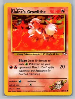 Blaine's Growlithe (62) Gym Heroes #062/132 Common Pokemon Card - Image 1