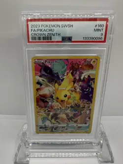 2023 POKEMON SWORD & SHIELD CROWN ZENITH #160 ALT FULL ART FA PIKACHU PSA 9 - Image 2