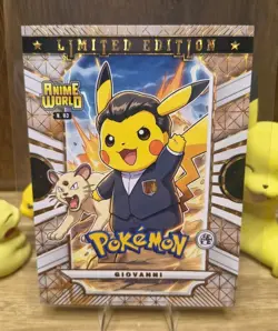 Pikachu Cosplay - Giovanni - Pokemon - Gold Holo Box topper - Anime World - NM - Image 1