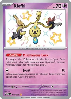 Klefki 159/091 Paldean Fates PAF Shiny Rare Near Mint Pokemon 2024 - Image 1