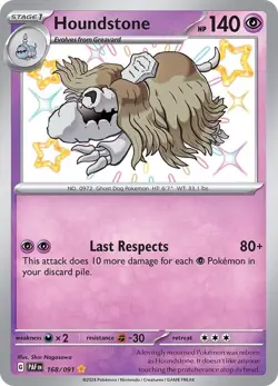 Houndstone 168/091 Paldean Fates PAF Shiny Rare Near Mint Pokemon 2024 - Image 1