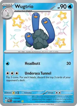 Wugtrio 122/091 Paldean Fates PAF Shiny Rare Near Mint Pokemon 2024 - Image 1