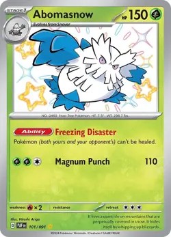 Abomasnow 101/091 Paldean Fates PAF Shiny Rare Near Mint Pokemon 2024 - Image 1