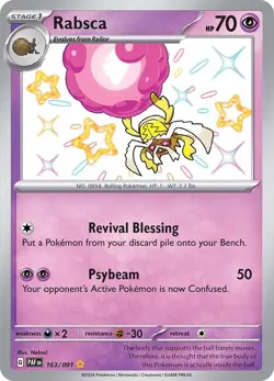 Rabsca 163/091 Paldean Fates PAF Shiny Rare Near Mint Pokemon 2024 - Image 1