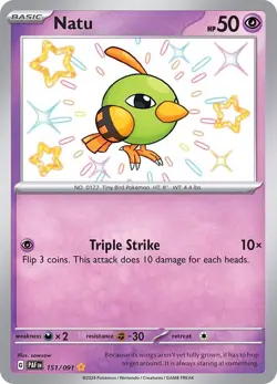 Natu 151/091 Paldean Fates PAF Shiny Rare Near Mint Pokemon 2024 - Image 1
