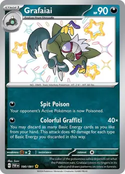 Grafaiai 190/091 Paldean Fates PAF Shiny Rare Near Mint Pokemon 2024 - Image 1