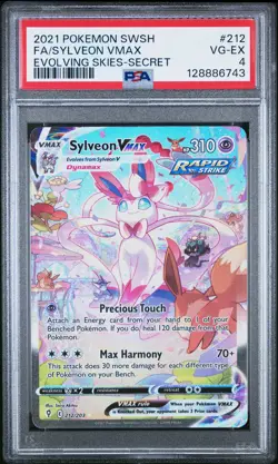 POKEMON #212 SYLVEON VMAX GOLD SECRET RARE PSA 4 2021 EVOLVING SKIES FULL ART - Image 1