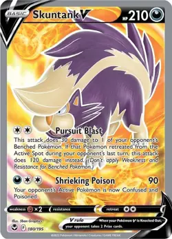 Skuntank V 180/195 Silver Tempest SIT Ultra Rare mint 180 Pokemon 2022 - Image 1