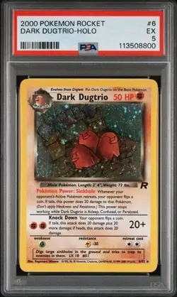 2000 Pokemon Rocket #6 Dark Dugtrio - Holo PSA 5 - Image 1