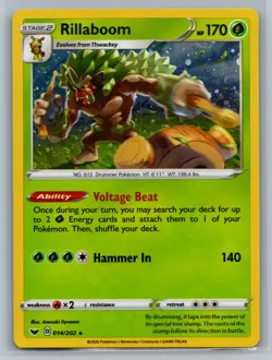 Rillaboom (014) SWSH01: Sword & Shield Base Set #014/202 Holo Pokemon Card - Image 1