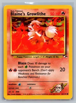 Blaine's Growlithe (62) Gym Heroes #062/132 Common Pokemon Card - Image 1
