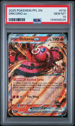 2025 POKEMON PFL EN-PHANTASMAL FLAMES #018 ORICORIO EX PSA 10 - Image 1