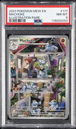 2023 POKEMON MEW EN-151 ILLUSTRATION RARE #177 MACHOKE PSA 8 - Image 1