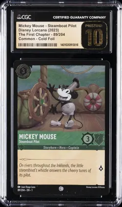 2023 DISNEY LORCANA #89/204 MICKEY MOUSE - STEAMBOAT PILOT CGC 10 PERFECT - Image 1