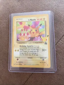 Pokemon Pikachu Holo Black Star Promo Card Birthday Celebrations - Image 1