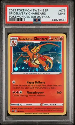 2022 POKEMON SWSH BLACK STAR PROMO #075 SPECIAL DELIVERY CHARIZARD-HOLO PSA 9 - Image 1