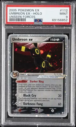 2005 POKEMON EX UNSEEN FORCES #112 UMBREON EX-HOLO PSA 9 - Image 1