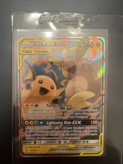 Raichu & Alolan Raichu Pokemon TCG GX 54/236 Tag Team Sm-Unified Minds Holo Mint - Image 1