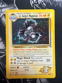 LT. SURGE'S MAGNETON 8/132 HOLO RARE GYM HEROES POKEMON MP - Image 1