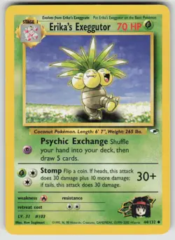 Erika's Exeggutor 44/132 Uncommon Gym Heroes Pokemon Unlimited Moderately Played - Image 1